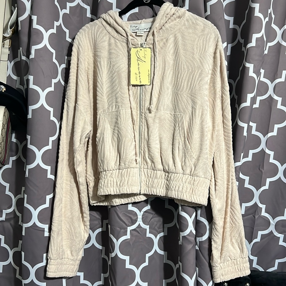 Vintage Havana Terry cloth cropped zip up sweatshirt